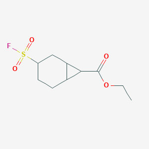 molecular formula C10H15FO4S B2670524 Ethyl 3-(fluorosulfonyl)bicyclo[4.1.0]heptane-7-carboxylate CAS No. 2137779-76-9