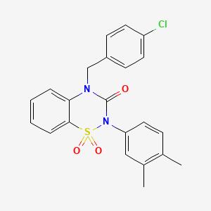 molecular formula C22H19ClN2O3S B2670536 4-(4-chlorobenzyl)-2-(3,4-dimethylphenyl)-2H-benzo[e][1,2,4]thiadiazin-3(4H)-one 1,1-dioxide CAS No. 893789-26-9