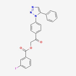 molecular formula C23H16IN3O3 B2670538 [2-Oxo-2-[4-(5-phenyltriazol-1-yl)phenyl]ethyl] 3-iodobenzoate CAS No. 722465-12-5