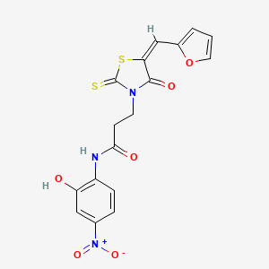 molecular formula C17H13N3O6S2 B2670539 3-[(5E)-5-(furan-2-ylmethylidene)-4-oxo-2-thioxo-1,3-thiazolidin-3-yl]-N-(2-hydroxy-4-nitrophenyl)propanamide CAS No. 682783-62-6