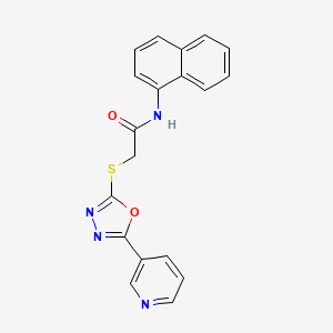 molecular formula C19H14N4O2S B2670541 N-(naphthalen-1-yl)-2-{[5-(pyridin-3-yl)-1,3,4-oxadiazol-2-yl]sulfanyl}acetamide CAS No. 538337-50-7