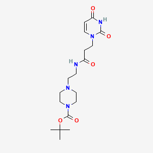molecular formula C18H29N5O5 B2670547 叔丁基4-(2-(3-(2,4-二氧代-3,4-二氢嘧啶-1(2H)-基)丙酰胺基)乙基哌嗪-1-羧酸酯 CAS No. 1219912-16-9