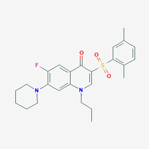 molecular formula C25H29FN2O3S B2670548 3-((2,5-二甲基苯基)磺酰)-6-氟-7-(哌嗪-1-基)-1-丙基喹啉-4(1H)-酮 CAS No. 892781-27-0