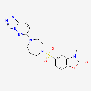 molecular formula C18H19N7O4S B2670562 3-Methyl-5-[[4-([1,2,4]triazolo[4,3-b]pyridazin-6-yl)-1,4-diazepan-1-yl]sulfonyl]-1,3-benzoxazol-2-one CAS No. 2380042-01-1
