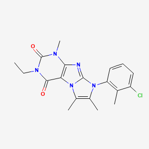 molecular formula C19H20ClN5O2 B2670566 8-(3-chloro-2-methylphenyl)-3-ethyl-1,6,7-trimethyl-1H-imidazo[2,1-f]purine-2,4(3H,8H)-dione CAS No. 887459-75-8