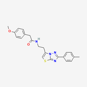 molecular formula C22H22N4O2S B2670571 2-(4-methoxyphenyl)-N-(2-(2-(p-tolyl)thiazolo[3,2-b][1,2,4]triazol-6-yl)ethyl)acetamide CAS No. 894028-92-3