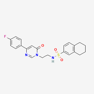 molecular formula C22H22FN3O3S B2670572 N-(2-(4-(4-氟苯基)-6-氧代嘧啶-1(6H)-基)乙基)-5,6,7,8-四氢萘-2-磺酰胺 CAS No. 1351631-58-7