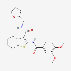 molecular formula C23H28N2O5S B2670577 2-(3,4-dimethoxybenzamido)-N-((tetrahydrofuran-2-yl)methyl)-4,5,6,7-tetrahydrobenzo[b]thiophene-3-carboxamide CAS No. 380875-00-3