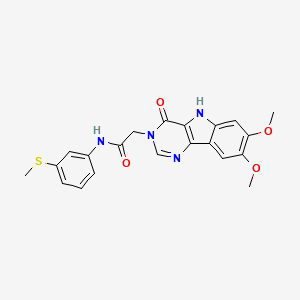 molecular formula C21H20N4O4S B2670581 2-(7,8-dimethoxy-4-oxo-4,5-dihydro-3H-pyrimido[5,4-b]indol-3-yl)-N-(3-(methylthio)phenyl)acetamide CAS No. 1105204-46-3