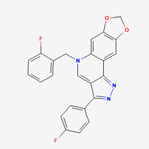 molecular formula C24H15F2N3O2 B2670591 5-(2-氟苯甲基)-3-(4-氟苯基)-5H-[1,3]二氧杂吡唑并[4,5-g]嘧啶 CAS No. 866345-06-4