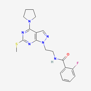 2-fluoro-N-(2-(6-(methylthio)-4-(pyrrolidin-1-yl)-1H-pyrazolo[3,4-d]pyrimidin-1-yl)ethyl)benzamide