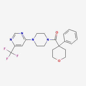 (4-phenyltetrahydro-2H-pyran-4-yl)(4-(6-(trifluoromethyl)pyrimidin-4-yl)piperazin-1-yl)methanone