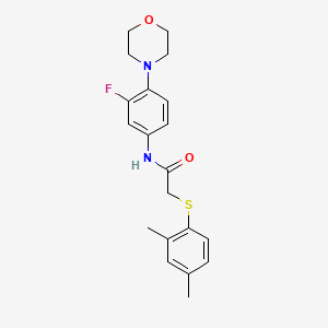 molecular formula C20H23FN2O2S B2670599 2-[(2,4-二甲基苯基)硫代]-N-(3-氟-4-吗啉基苯基)乙酰胺 CAS No. 866136-85-8