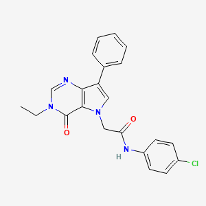 molecular formula C22H19ClN4O2 B2670600 N-(4-chlorophenyl)-2-(3-ethyl-4-oxo-7-phenyl-3,4-dihydro-5H-pyrrolo[3,2-d]pyrimidin-5-yl)acetamide CAS No. 1251616-09-7