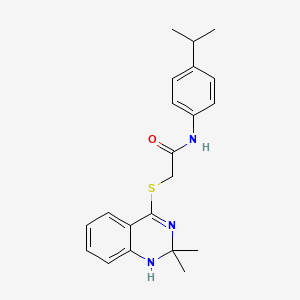 molecular formula C21H25N3OS B2670601 2-[(2,2-dimethyl-1,2-dihydroquinazolin-4-yl)sulfanyl]-N-[4-(propan-2-yl)phenyl]acetamide CAS No. 893787-63-8
