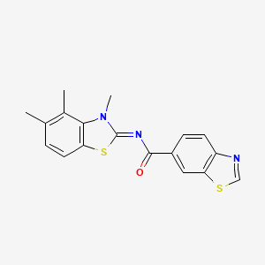 molecular formula C18H15N3OS2 B2670602 (E)-N-(3,4,5-trimethylbenzo[d]thiazol-2(3H)-ylidene)benzo[d]thiazole-6-carboxamide CAS No. 865545-38-6