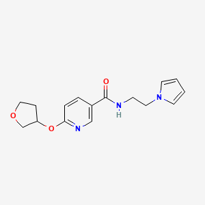 molecular formula C16H19N3O3 B2670604 N-(2-(1H-pyrrol-1-yl)ethyl)-6-((tetrahydrofuran-3-yl)oxy)nicotinamide CAS No. 2034491-22-8