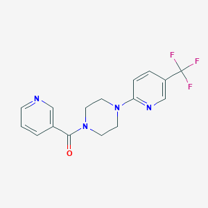 molecular formula C16H15F3N4O B2670610 Pyridin-3-yl-[4-[5-(trifluoromethyl)pyridin-2-yl]piperazin-1-yl]methanone CAS No. 1024406-72-1