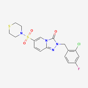molecular formula C17H16ClFN4O3S2 B2670611 2-(2-chloro-4-fluorobenzyl)-6-(thiomorpholinosulfonyl)-[1,2,4]triazolo[4,3-a]pyridin-3(2H)-one CAS No. 1251594-18-9