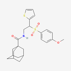molecular formula C24H29NO4S2 B2670617 N-[2-[(4-甲氧基苯基)磺酰]-2-(2-噻吩基)乙基]金刚烷-1-羧酰胺 CAS No. 946348-65-8