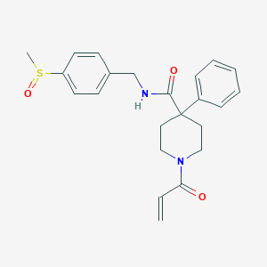 molecular formula C23H26N2O3S B2670631 N-[(4-Methylsulfinylphenyl)methyl]-4-phenyl-1-prop-2-enoylpiperidine-4-carboxamide CAS No. 2361705-89-5