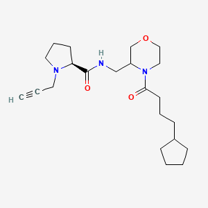 B2670633 (2S)-N-[[4-(4-Cyclopentylbutanoyl)morpholin-3-yl]methyl]-1-prop-2-ynylpyrrolidine-2-carboxamide CAS No. 2248603-96-3