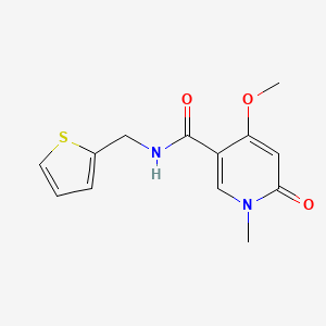 molecular formula C13H14N2O3S B2670636 4-甲氧基-1-甲基-6-氧代-N-(噻吩-2-基甲基)-1,6-二氢吡啉-3-羧酰胺 CAS No. 2034277-43-3