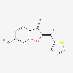 molecular formula C14H10O3S B2670637 6-Hydroxy-4-methyl-2-(2-thienylmethylene)benzo[b]furan-3-one CAS No. 903857-50-1
