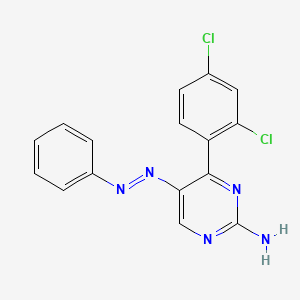 molecular formula C16H11Cl2N5 B2670639 4-(2,4-Dichlorophenyl)-5-phenyldiazenyl-pyrimidin-2-amine CAS No. 338747-37-8