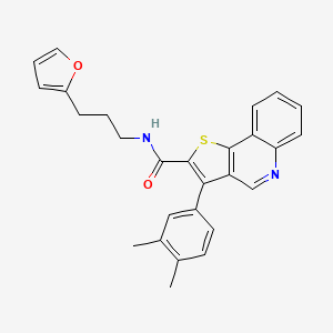 molecular formula C27H24N2O2S B2670645 3-(3,4-二甲基苯基)-N-[3-(呋喃-2-基)丙基]噻吩[3,2-c]喹啉-2-甲酰胺 CAS No. 1223826-33-2