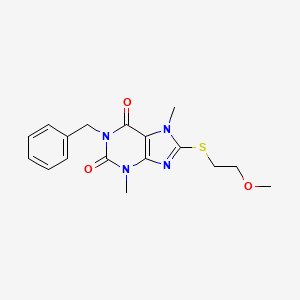 molecular formula C17H20N4O3S B2670648 1-benzyl-8-((2-methoxyethyl)thio)-3,7-dimethyl-1H-purine-2,6(3H,7H)-dione CAS No. 923245-00-5
