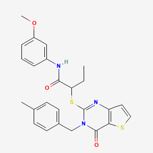 molecular formula C25H25N3O3S2 B2670649 N-(3-甲氧基苯基)-2-((3-(4-甲基苯基)-4-氧代-3,4-二氢噻吩[3,2-d]嘧啶-2-基)硫基)丁酰胺 CAS No. 1795441-33-6