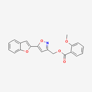 molecular formula C20H15NO5 B2670664 (5-(Benzofuran-2-yl)isoxazol-3-yl)methyl 2-methoxybenzoate CAS No. 1105202-46-7