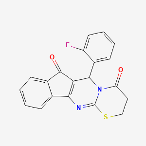 molecular formula C20H13FN2O2S B2670671 6-(2-fluorophenyl)-2H-indeno[1',2':4,5]pyrimido[2,1-b][1,3]thiazine-4,7(3H,6H)-dione CAS No. 860788-38-1