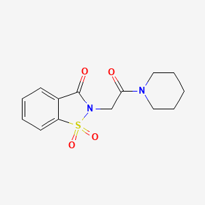 molecular formula C14H16N2O4S B2670673 2-(2-氧代-2-(哌啶-1-基)乙基)苯并[d]异噻唑-3(2H)-酮 1,1-二氧化物 CAS No. 303227-90-9