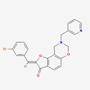 molecular formula C23H17BrN2O3 B2670675 (Z)-2-(3-bromobenzylidene)-8-(pyridin-3-ylmethyl)-8,9-dihydro-2H-benzofuro[7,6-e][1,3]oxazin-3(7H)-one CAS No. 929839-06-5