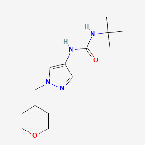 molecular formula C14H24N4O2 B2670680 1-(tert-butyl)-3-(1-((tetrahydro-2H-pyran-4-yl)methyl)-1H-pyrazol-4-yl)urea CAS No. 1705188-85-7