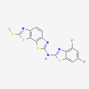 molecular formula C16H8F2N4S4 B2670685 N-(4,6-二氟苯并[1,2-d:4,3-d']噻唑-2-基)-7-(甲硫基)苯并[1,2-d:4,3-d']双噻唑-2-胺 CAS No. 862976-53-2