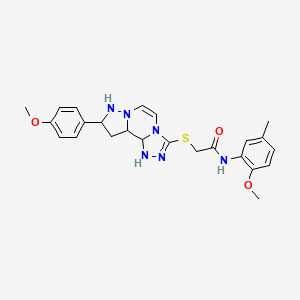 N-(2-methoxy-5-methylphenyl)-2-{[11-(4-methoxyphenyl)-3,4,6,9,10-pentaazatricyclo[7.3.0.0^{2,6}]dodeca-1(12),2,4,7,10-pentaen-5-yl]sulfanyl}acetamide