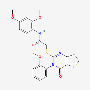 molecular formula C23H23N3O5S2 B2670688 N-(2,4-dimethoxyphenyl)-2-[[3-(2-methoxyphenyl)-4-oxo-6,7-dihydrothieno[3,2-d]pyrimidin-2-yl]sulfanyl]acetamide CAS No. 362501-80-2