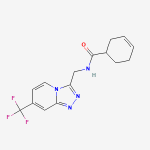 molecular formula C15H15F3N4O B2670699 N-((7-(trifluoromethyl)-[1,2,4]triazolo[4,3-a]pyridin-3-yl)methyl)cyclohex-3-enecarboxamide CAS No. 2034355-69-4