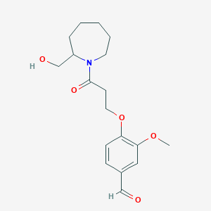 molecular formula C18H25NO5 B2670712 4-{3-[2-(Hydroxymethyl)azepan-1-yl]-3-oxopropoxy}-3-methoxybenzaldehyde CAS No. 2094274-66-3