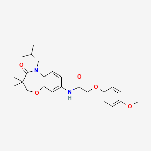 molecular formula C24H30N2O5 B2670713 N-(5-isobutyl-3,3-dimethyl-4-oxo-2,3,4,5-tetrahydrobenzo[b][1,4]oxazepin-8-yl)-2-(4-methoxyphenoxy)acetamide CAS No. 921834-88-0