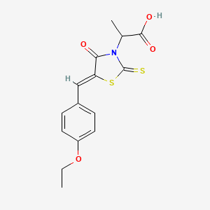 molecular formula C15H15NO4S2 B2670719 2-[(5Z)-5-[(4-ethoxyphenyl)methylidene]-4-oxo-2-sulfanylidene-1,3-thiazolidin-3-yl]propanoic acid CAS No. 463971-72-4