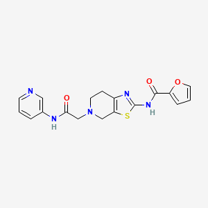 molecular formula C18H17N5O3S B2670731 N-(5-(2-oxo-2-(pyridin-3-ylamino)ethyl)-4,5,6,7-tetrahydrothiazolo[5,4-c]pyridin-2-yl)furan-2-carboxamide CAS No. 1351591-38-2