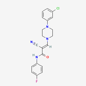 (E)-3-(4-(3-chlorophenyl)piperazin-1-yl)-2-cyano-N-(4-fluorophenyl)acrylamide