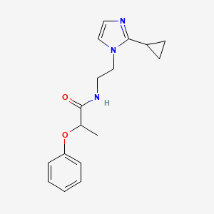 molecular formula C17H21N3O2 B2670746 N-(2-(2-cyclopropyl-1H-imidazol-1-yl)ethyl)-2-phenoxypropanamide CAS No. 2034478-28-7