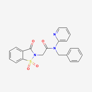 molecular formula C21H17N3O4S B2670749 N-benzyl-2-(1,1-dioxido-3-oxobenzo[d]isothiazol-2(3H)-yl)-N-(pyridin-2-yl)acetamide CAS No. 899954-20-2