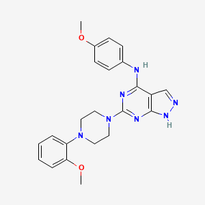 molecular formula C23H25N7O2 B2670750 N-(4-甲氧基苯基)-6-[4-(2-甲氧基苯基)哌嗪-1-基]-1H-吡唑并[3,4-d]嘧啶-4-胺 CAS No. 1105225-36-2