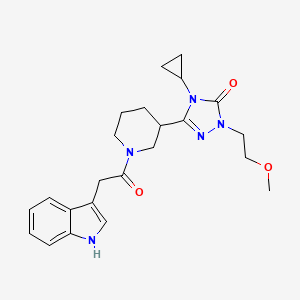 molecular formula C23H29N5O3 B2670759 3-(1-(2-(1H-吲哚-3-基)乙酰)哌嗪-3-基)-4-环丙基-1-(2-甲氧基乙基)-1H-1,2,4-三唑-5(4H)-酮 CAS No. 2200960-41-2